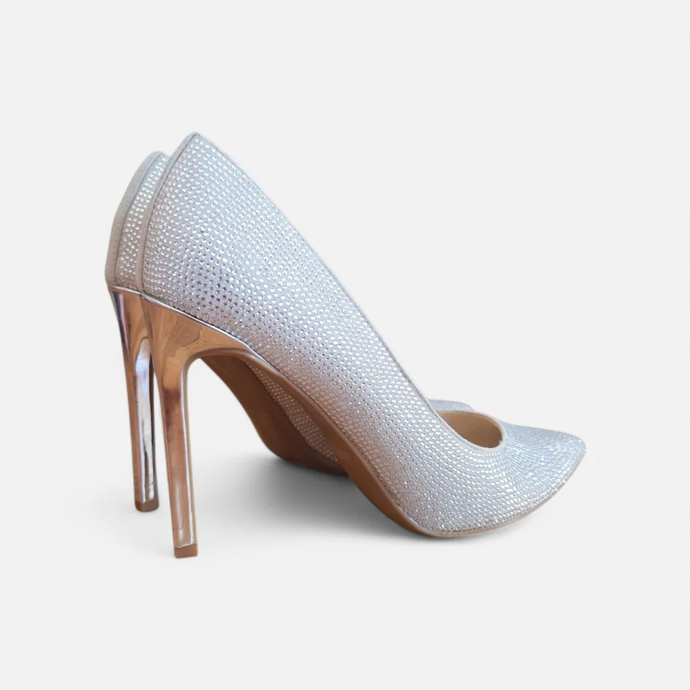 Nine West Tatiah Glass Crystal Encrusted Cinderella Heels Size 9 - Picture 7 of 8